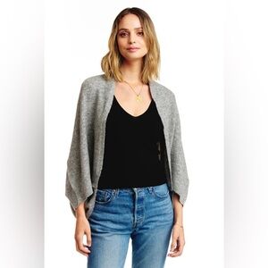 P.Cill Heather Grey Open Front Short Sleeve Shrug Cardigan Sweater Loungewear L